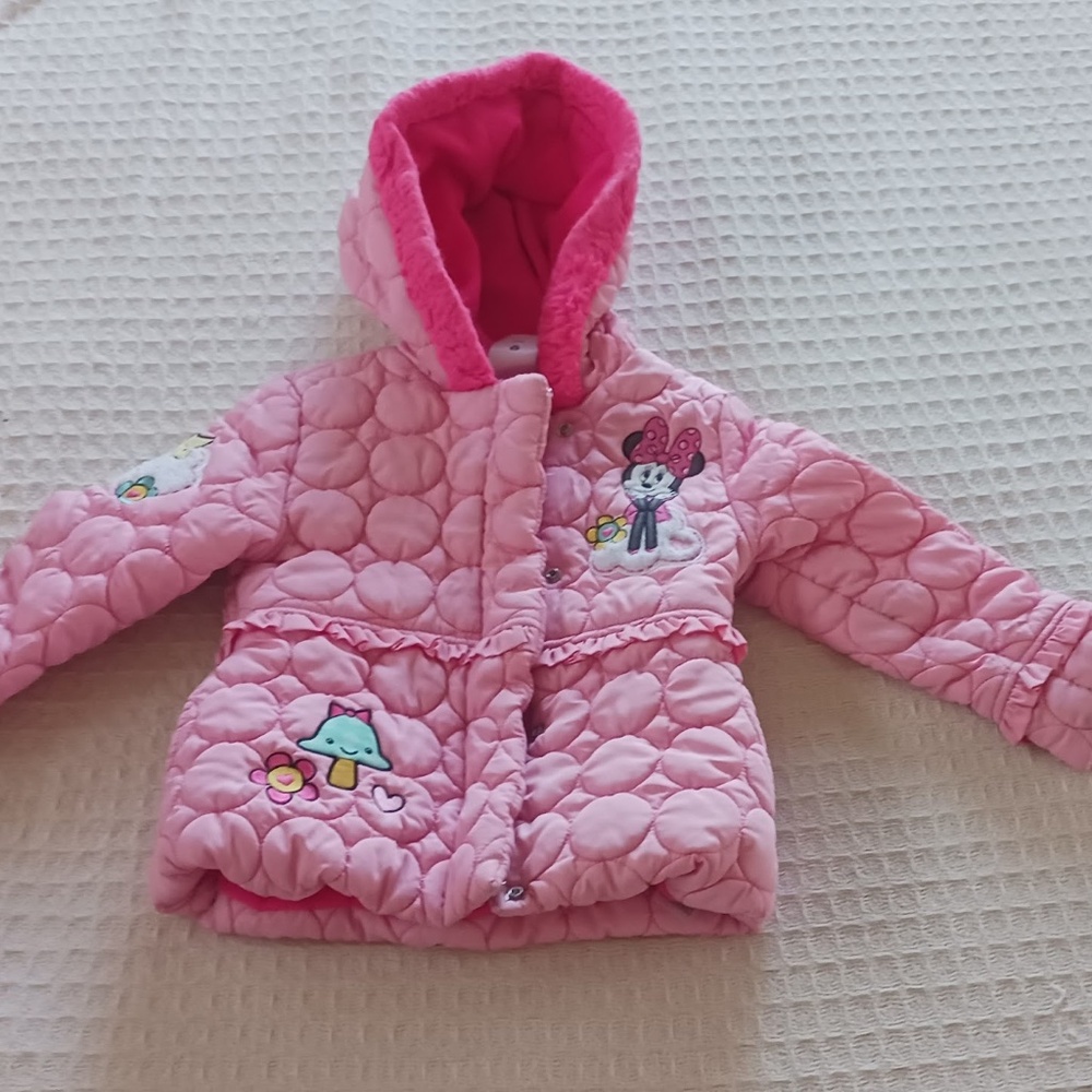 Girls pink puffy Disney jacket